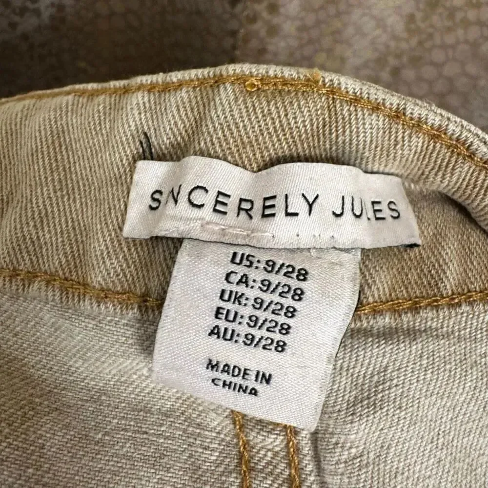 Sincerely Jules Brown Tan Antique Dyed Cut Off Denim Shorts Size 9/28 NWT